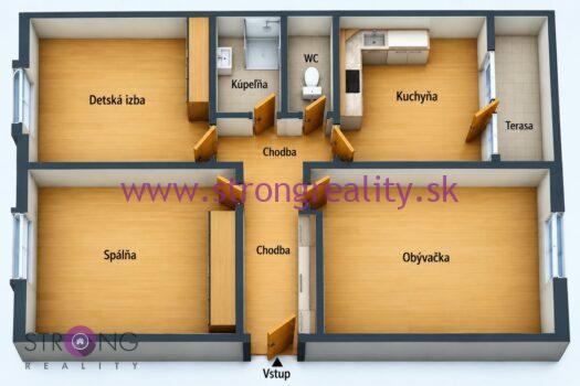 VEĽKOMETRÁŽNY 3-IZBOVÝ BYT S LOGGIOU – DUNAJSKÁ STREDA